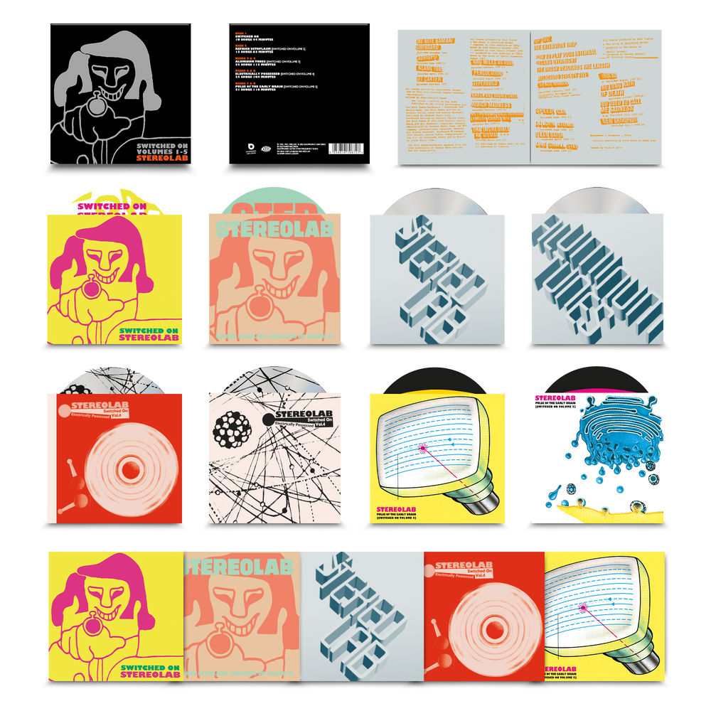 
                  
                    Load image into Gallery viewer, Stereolab - Switched On Volumes 1 - 5 (Sampler and CD Box Set)
                  
                